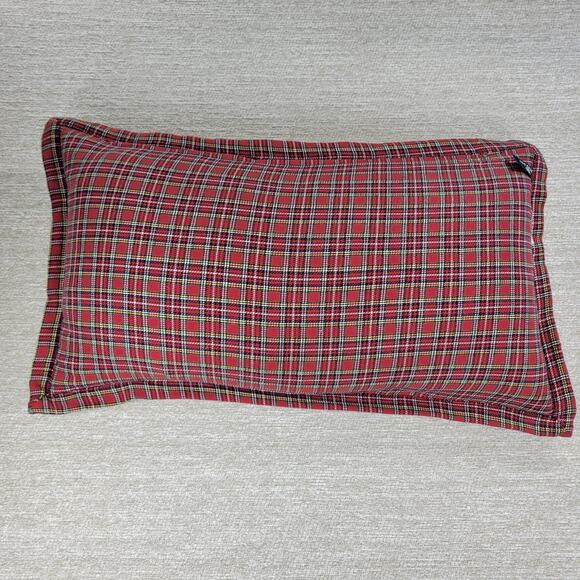 Vtg Newport Joy Lumbar Pillow 24” Plaid Trim Down Filled Holiday Christmas Decor - Picture 6 of 13